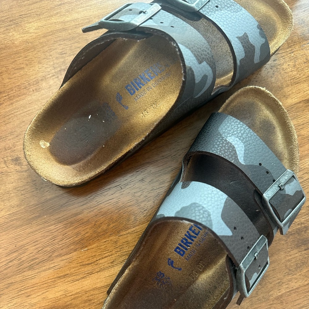 Birkenstock Arizona Black and Gray Camouflage Sandals - Picture 6 of 8